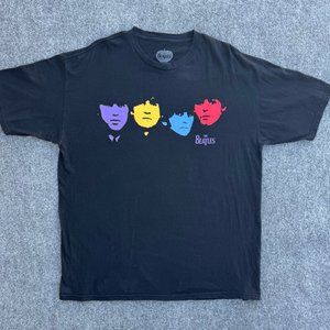 The Beatles Faces Portrait Rock Band Retro Apple Corps Black XL Graphic T-Shirt